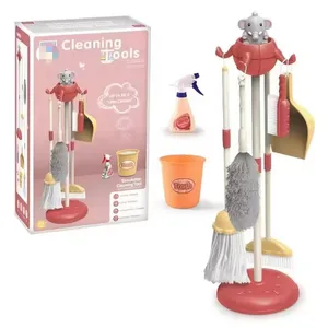 Hot Sale Kids Cleaning Set Toy Role Play House Cleaning Tools with Plastic Brushes and Mop Fun Educational Toy