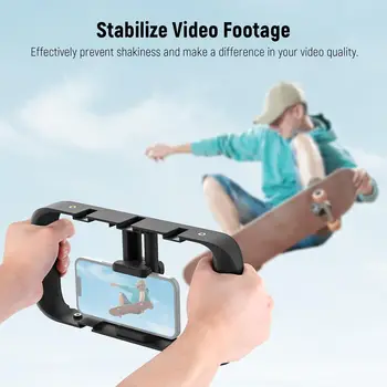 NEEWER Smartphone Video Rig, Phone Video Stabilizer Grip Vlogging Cage with Cold Shoe Tripod Mount, Phone Rig for Videomaker detail image