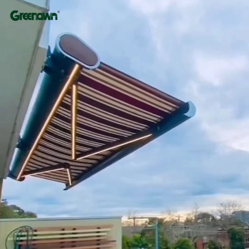 Large Back Door Slide Out Heavy Duty Electric Metal Foldable Roof Rull Cassette Retractable Awning Outdoor with LED