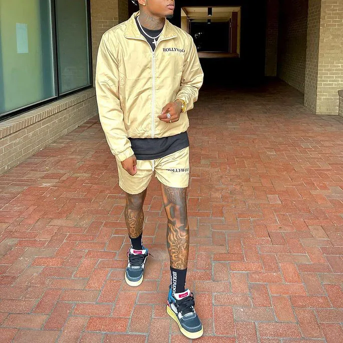 Custom Mens Clothing Short and Jacket Jogger Set Two Piece Zipper Polyester Windbreaker Tracksuit Short Set gallery 2