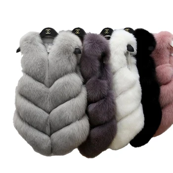 New Winter Warm Clothes Girl Fox Fur Mink Vest Women Faux Fur Vest Jacket Wholesaler
