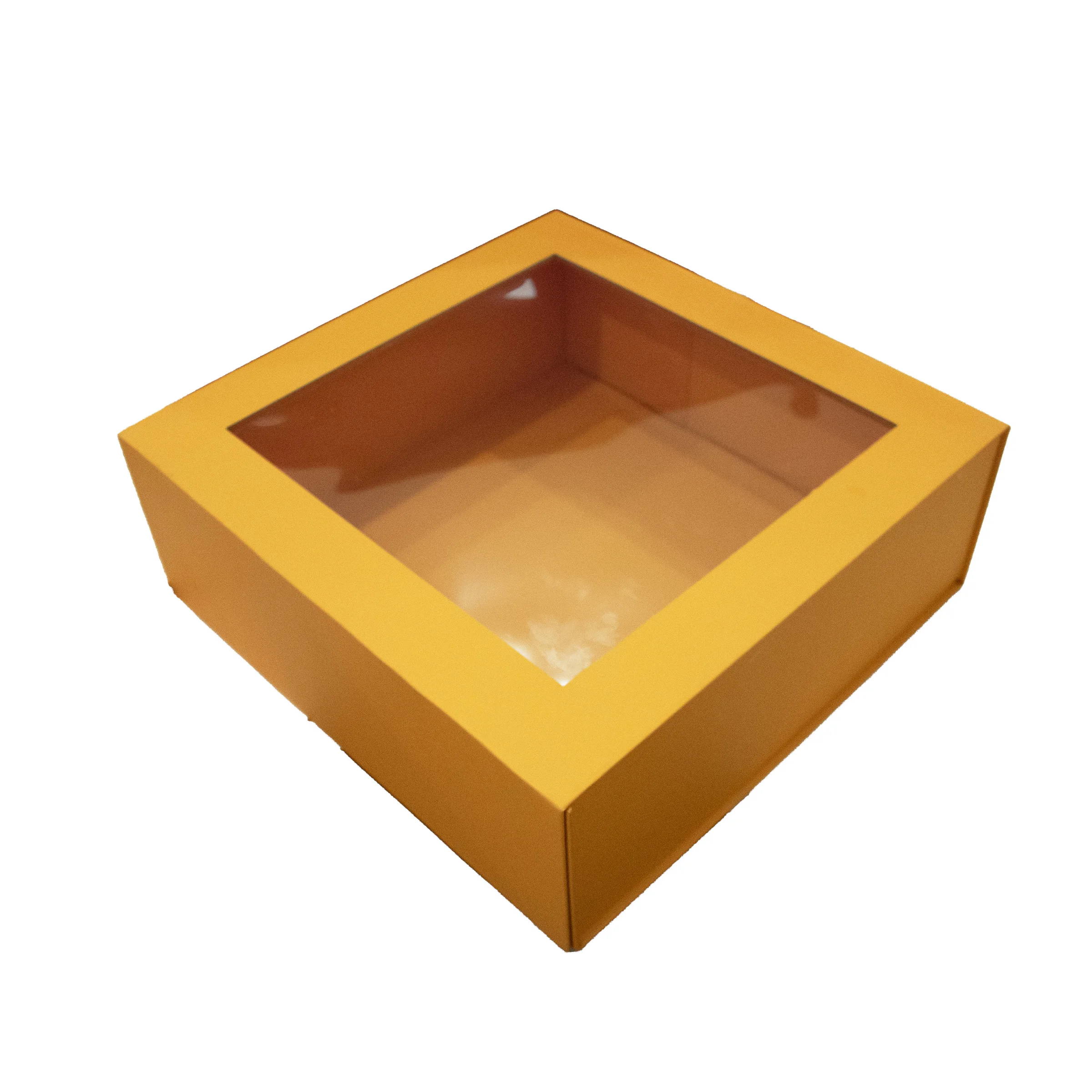 Custom Logo Recycled Rigid Hard Cardboard Luxury Gift Box with Clear PVC Window and Magnetic Closure