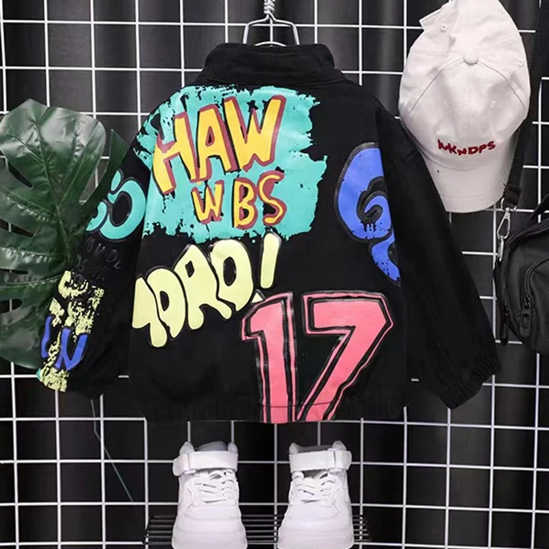 Spring and Autumn Baby Denim Boys Fashion Jackets Coats Cartoon Fashion Outwear Coat for Children Kids Girls Casual Jacket