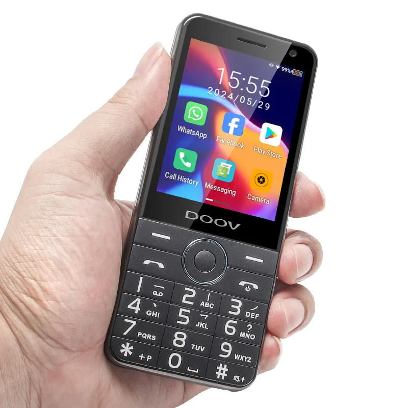 DOOV R17 2.8 Inch Android 11 Touch Screen Android 3G/4G Keypad Phone with Whats App Mobile Support Pro Wifi Metal Frame