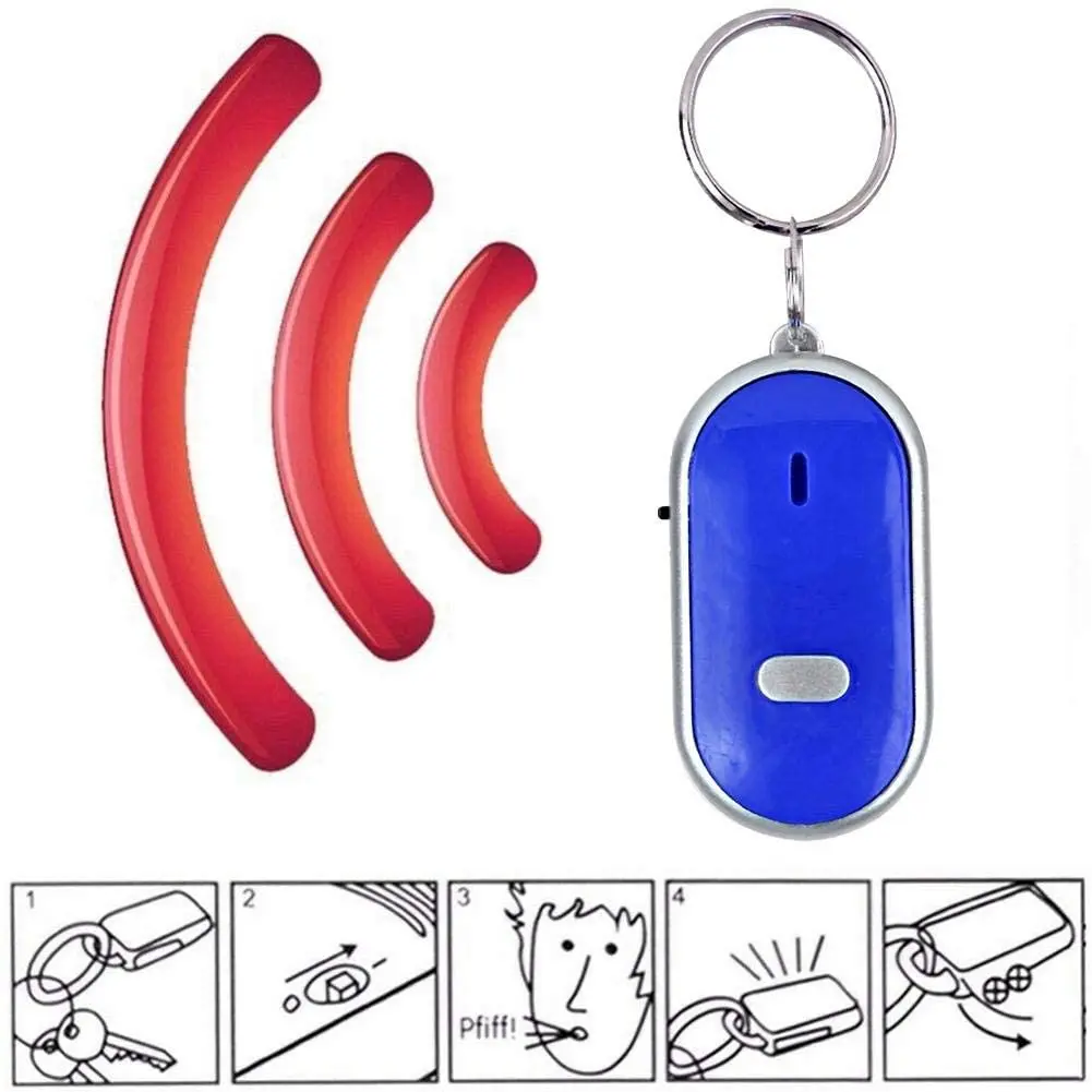 LED Anti-lost Alarm Key Finder Locator Find Lost Keys Chain Phone Keychain Whistle Key Finder