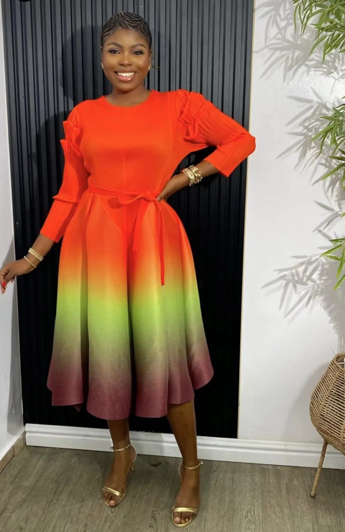 Shop Elegant Casual Style Tunic Dress with Gradient Color
