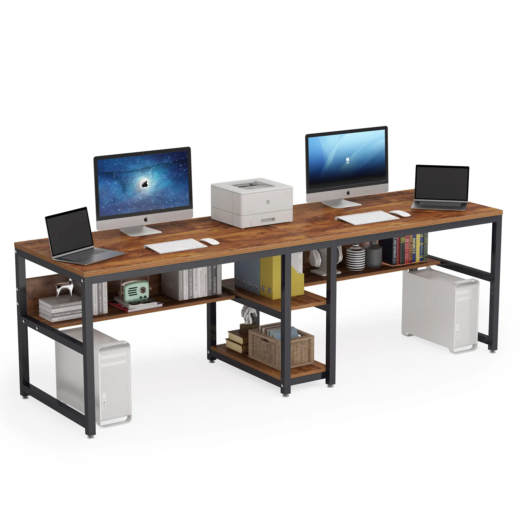 Tribesigns China Manufacturer 2 Person Workstation desk mobili per ufficio doppia scrivania da ufficio con ripiano per l home office