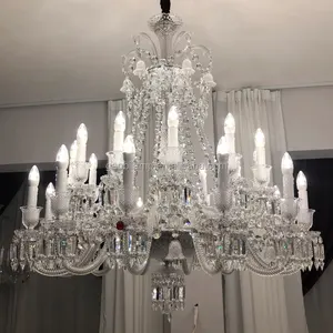 Large White LED Crystal Chandelier for Living Room Restaurant Hotel Luxury Banquet