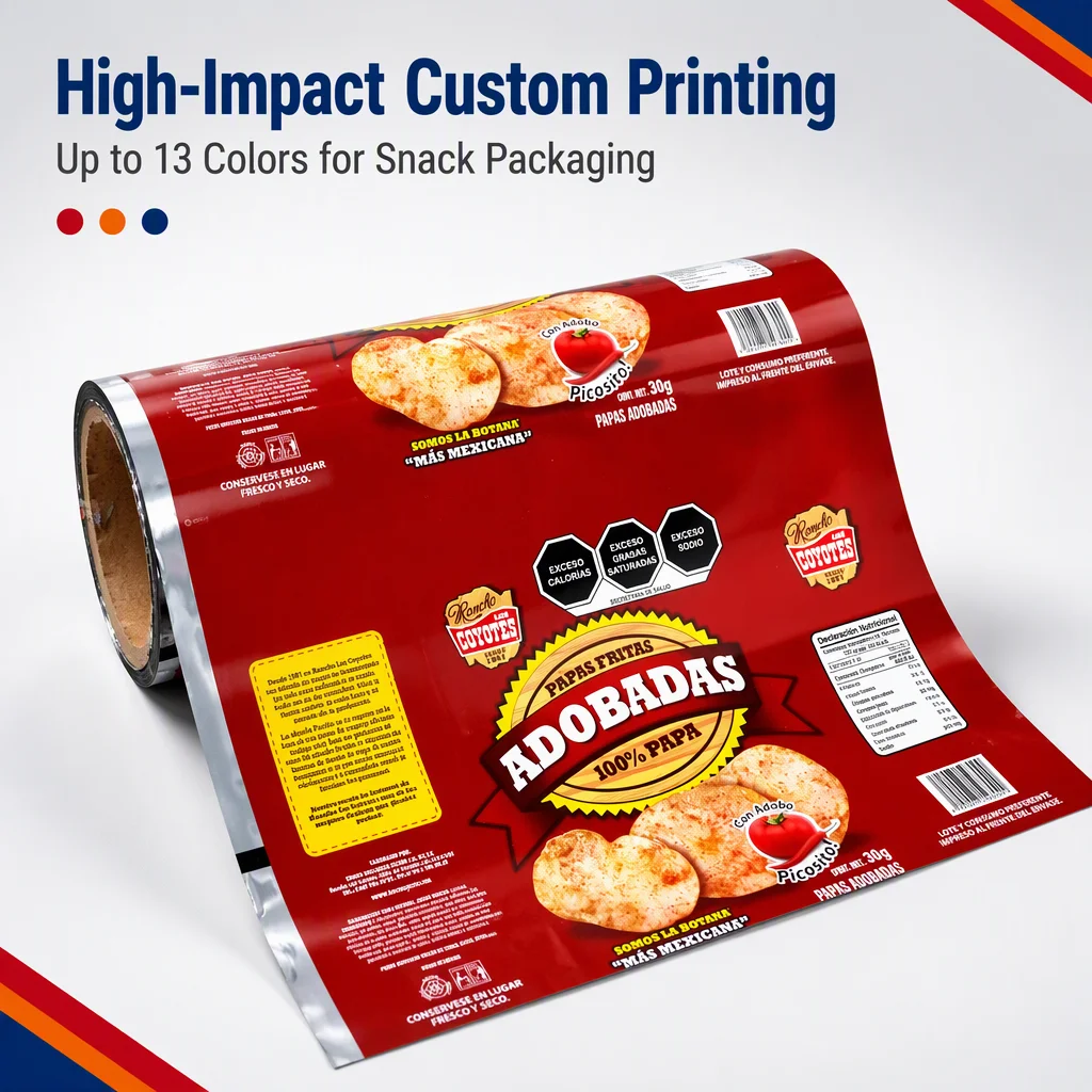 BOPP Packaging Film Roll Custom Printed Food Grade Moisture Proof Heat Seal Roll for Potato Chips Snack Sachet Packing