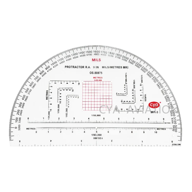 
Customized Map Protractor 9 INCH clear acrylic plastic semi circle MILS protractor 