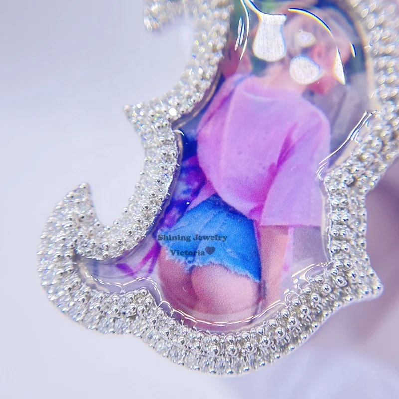 Sterling Silver 925 Vvs Moissanite Memory Picture Custom Pendant Photo