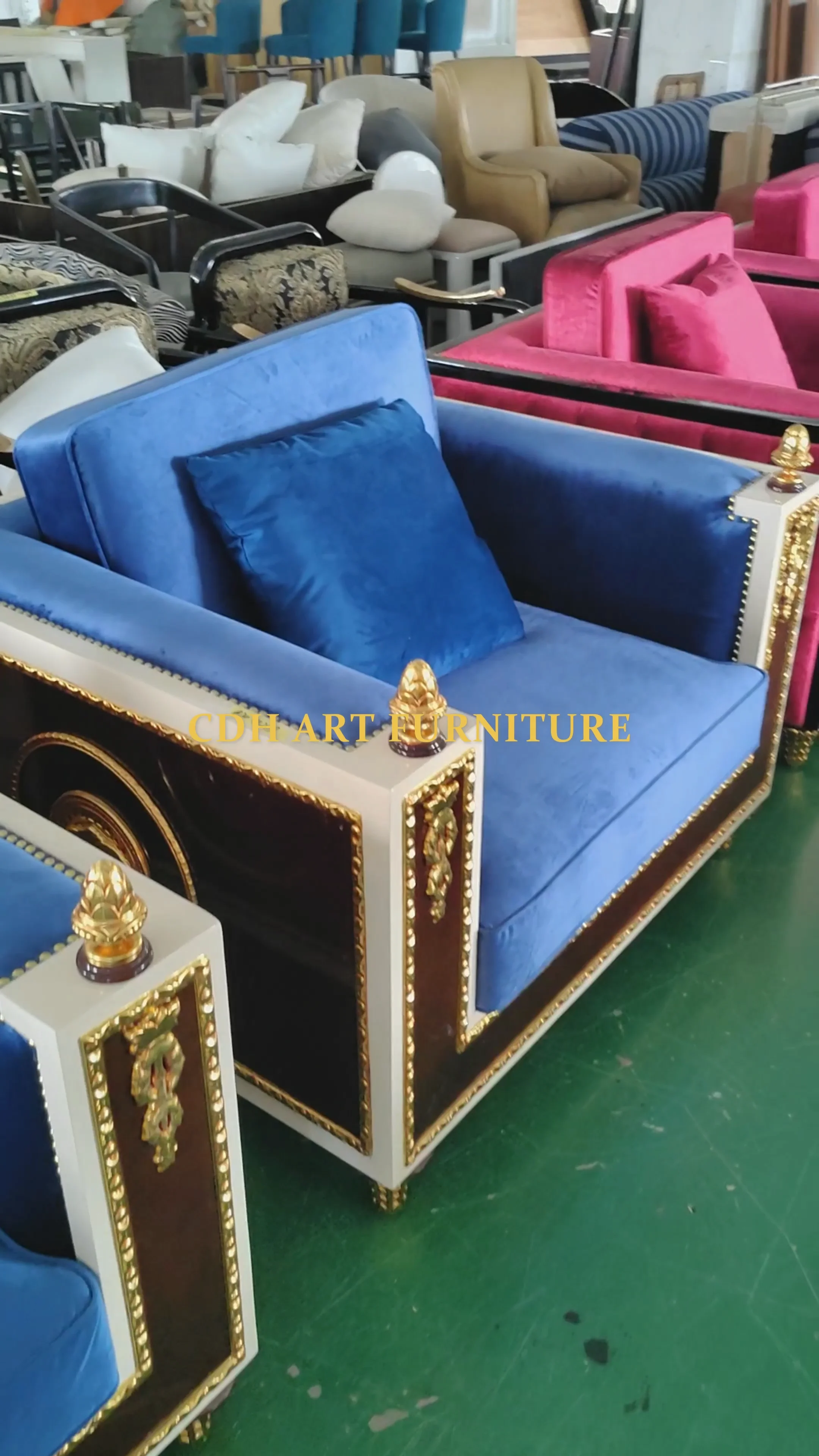 Italian Classic Style Hand Carved Velvet Sofa Set Royal Luxury Living