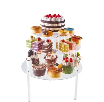 Crystal Clear  Cupcake Dessert Holder Acrylic Round Wedding Cake Display Stand