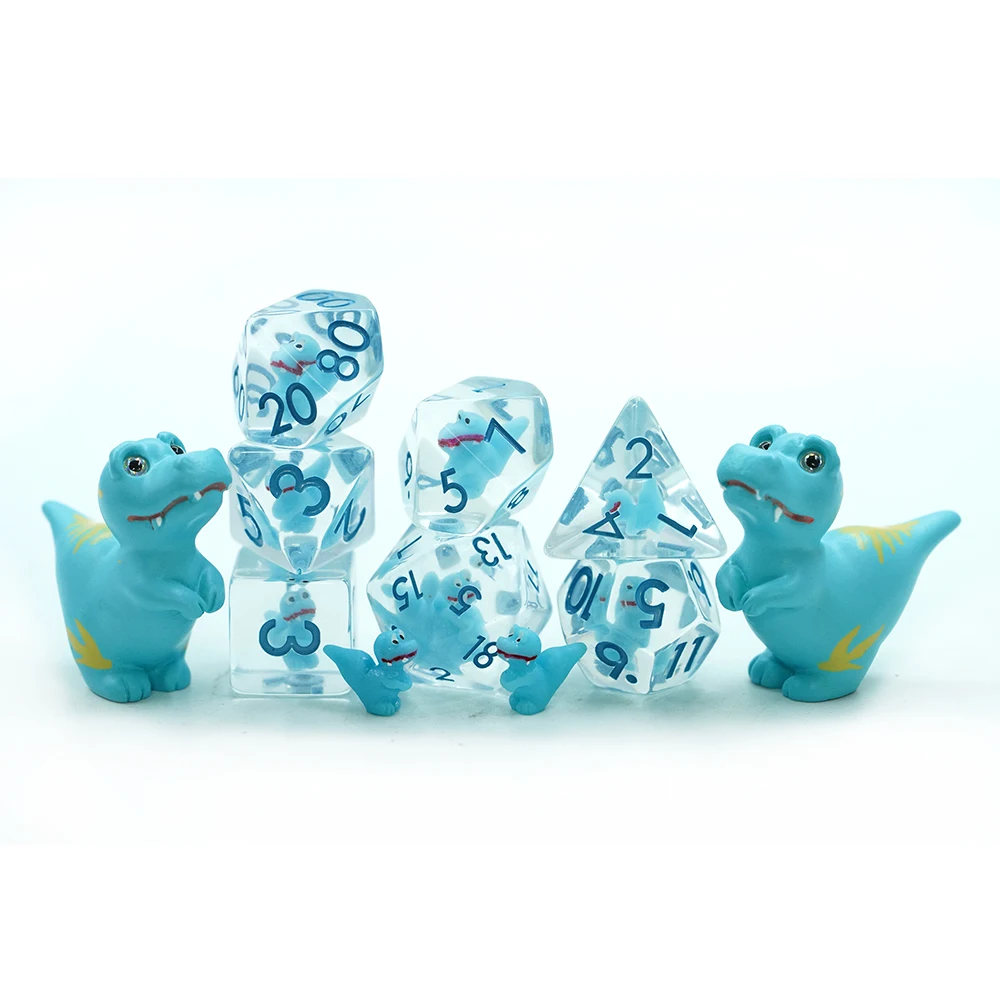 set di Dadi Animali DND da 7 Pezzi 16mm con Design Cucciolo Blu all'Interno per Gioco D&D per Dungeons and Dragons