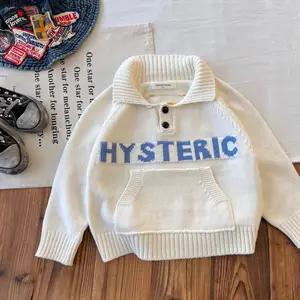 Customized Spring Autumn Japanese Vintage Children's Cotton Jacquard Sweater Clothes for Kids