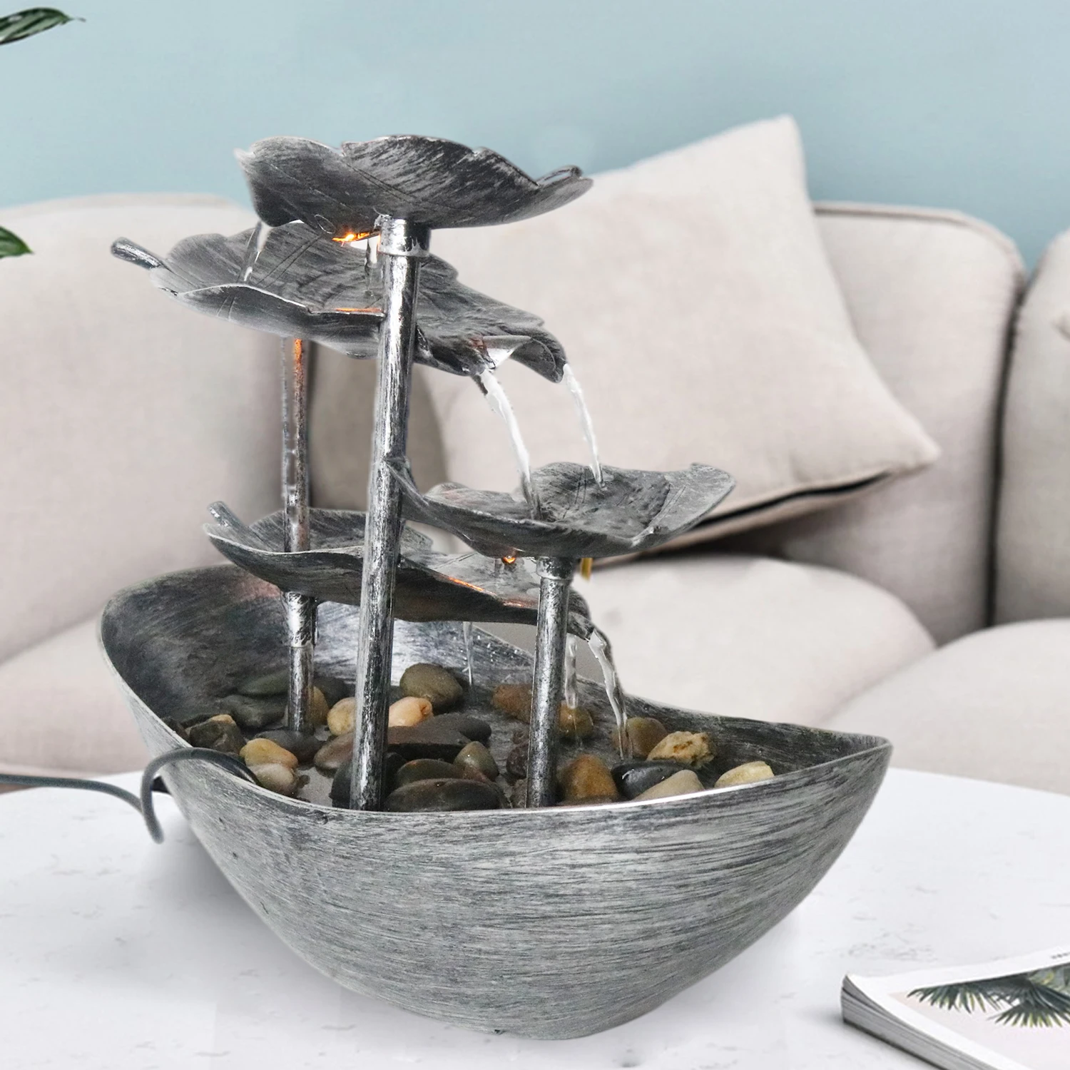 Tabletop Fountains Indoor Lotus Leaf Relaxation