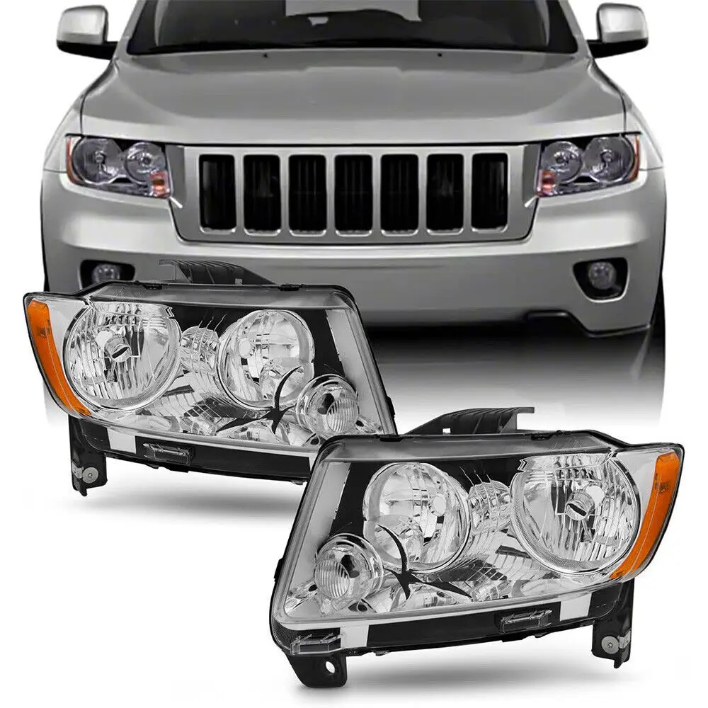 replacement chrome headlight halogen black left right headlamp for Jeep Grand Cherokee 2011-2013 Compass Halogen 2011-2017