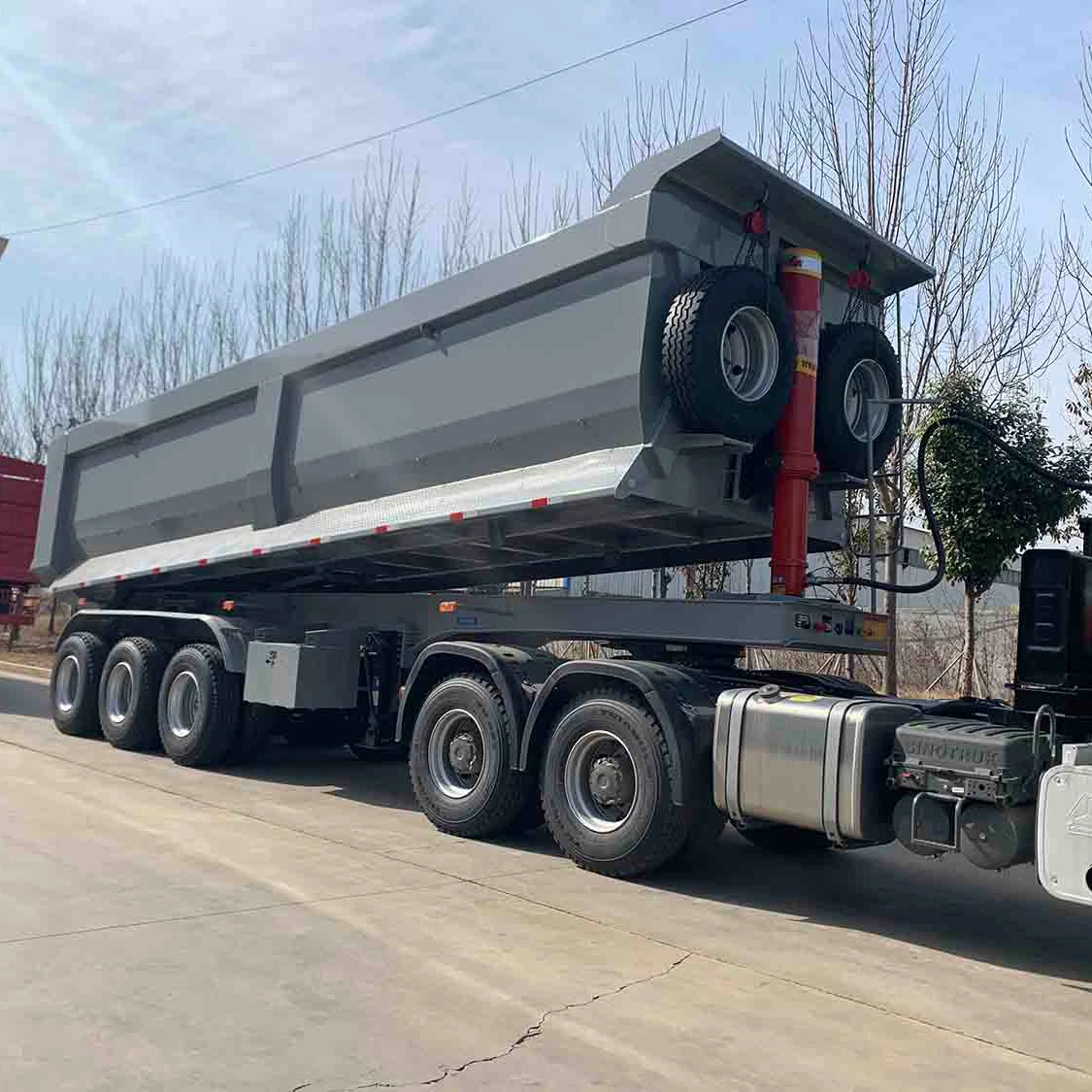 Vehicle Master 3 Axles 45cbm 40 50 60 Ton U-shaped End Rear Tipper Dump Semi Truck Trailers for Sale