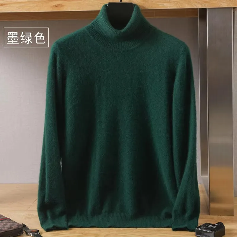OEM Winter Custom Cashmere Turtleneck Pullover Mink Fleece Warm Large Size Loose Wool Thickened Warm Bottom Men's Sweater
