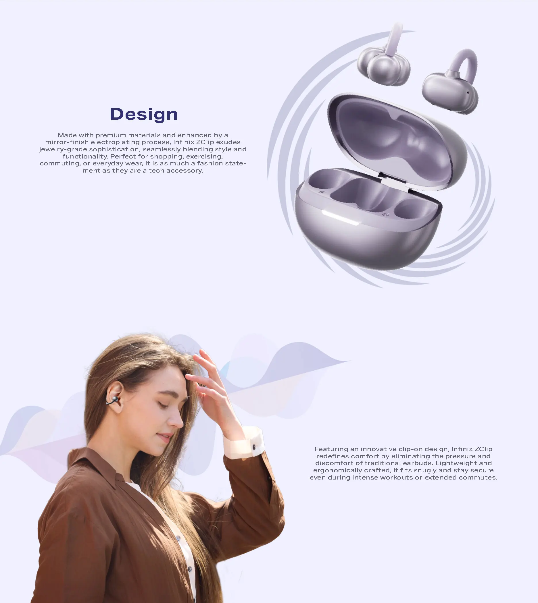 Infinix ZCLip XE4 EU Deep Grey Noise Cancelling TWS Earphones & Headphones