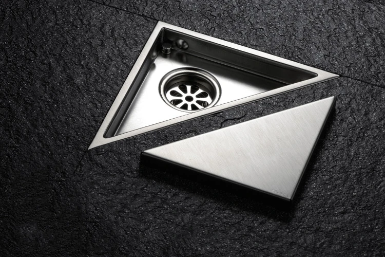 Triangular Grid Drain Modern Design Triangular Floor Corner Drain Polished SS304 Stainless ...