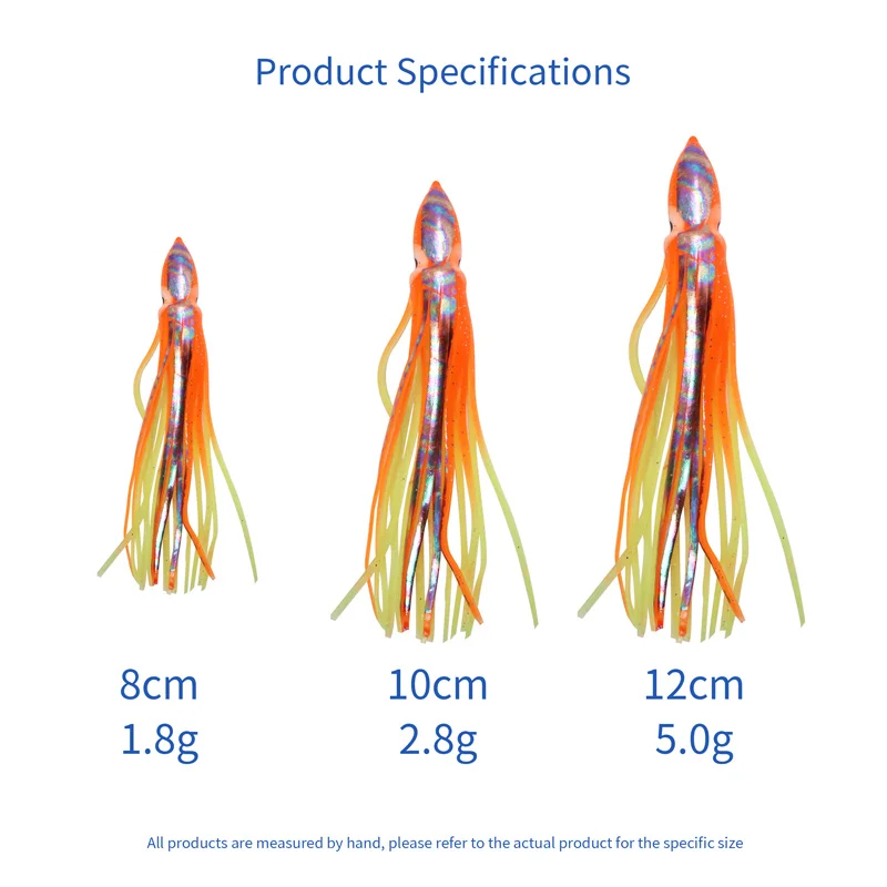80mm 100mm 120mm High Quality Soft Rubber Trolling Lure Luminous Octopus and Squid Skirt Swim Bait Fishing Lures 80mm 100mm 120mm High Quality Soft Rubber Trolling Lure Luminous Octopus and Squid Skirt Swim Bait Fishing Lures