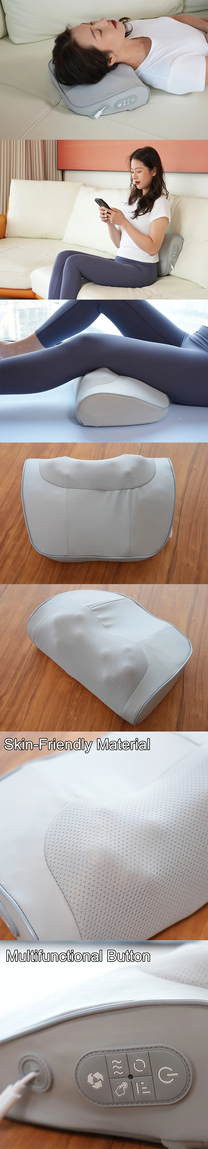 product factory wholesale multifunctional shiatsu vibrating massage pillow with heat neck massager pillow-0
