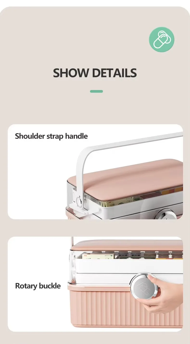 Large-Capacity 3-Layer Portable First Aid Storage Box Multi-Functional Plastic Bin at Factory Price manufacture