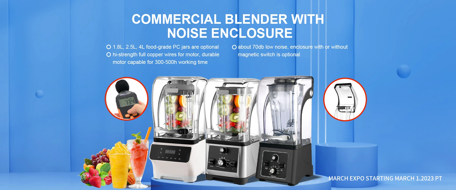 2023 Industrial Heavy Duty 1800w Commercial Quite Blender Ice Smoothie