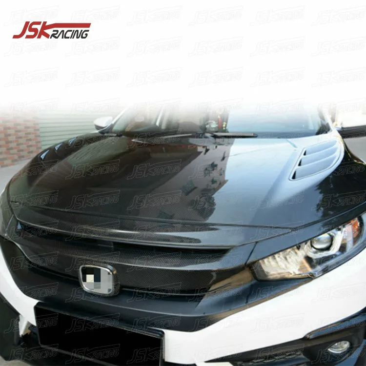 Jskスタイルカーボンファイバーフロントグリル2016-2017年用まぶた付き
