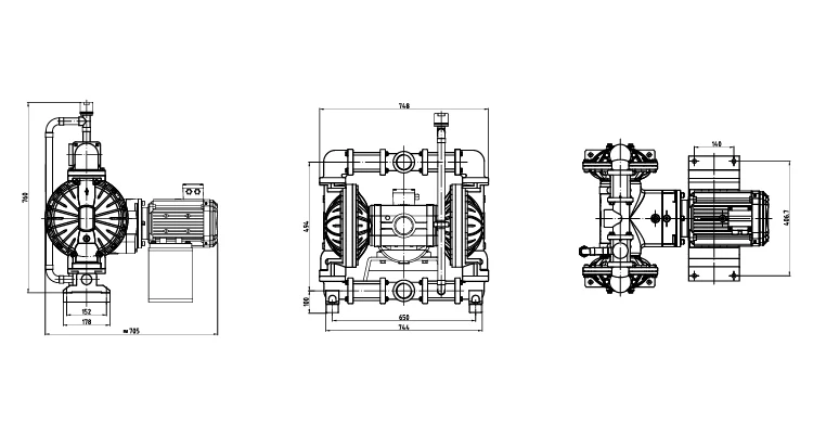 Electric Diaphragm Pump with 0.6Mpa Max Pressure 3kW Motor Power and 10.5m3/h Flow Rate