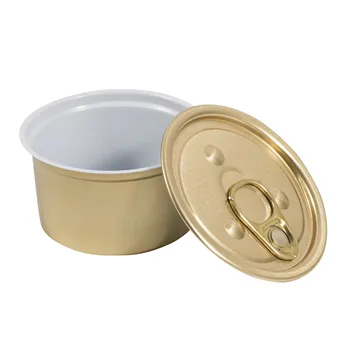 90ml Golden Empty Aluminum 2-Piece Can Self Labelling Cans For Tuna Fish Wet Pet Food Canning
