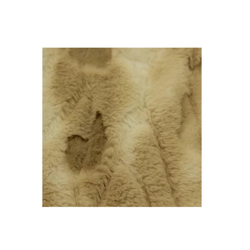Cost-effective anti-shrink 100% polyester embossed imitation fur fabric