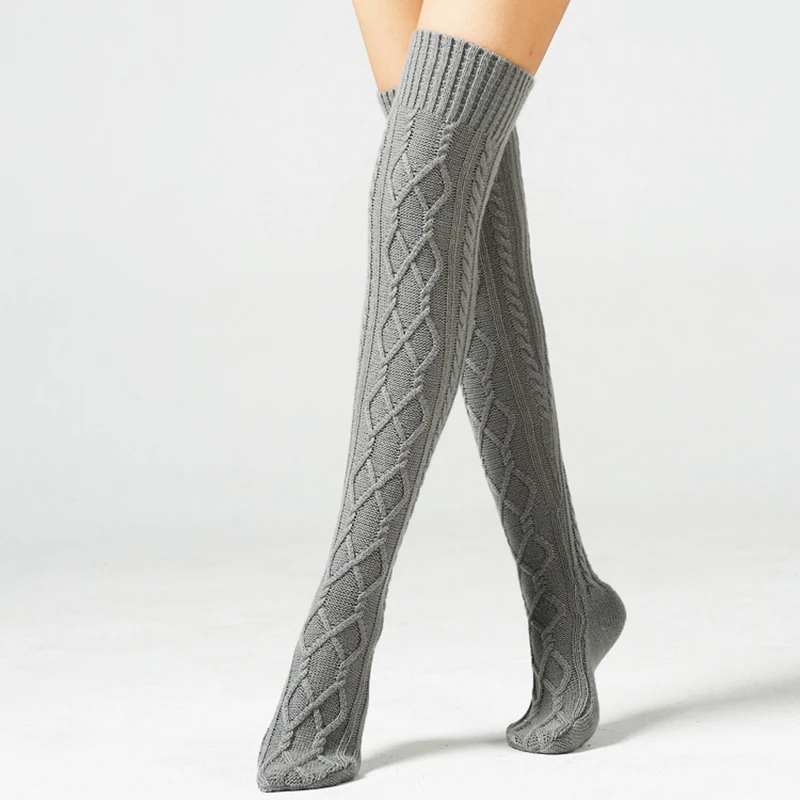 Women Cable Knit Thigh High Boot Sock 