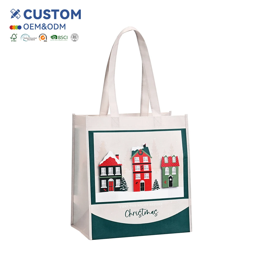 Eco-friendly Reusable Red RPET Non-Woven Tote Shopping Bags Foldable and Sustainable Product