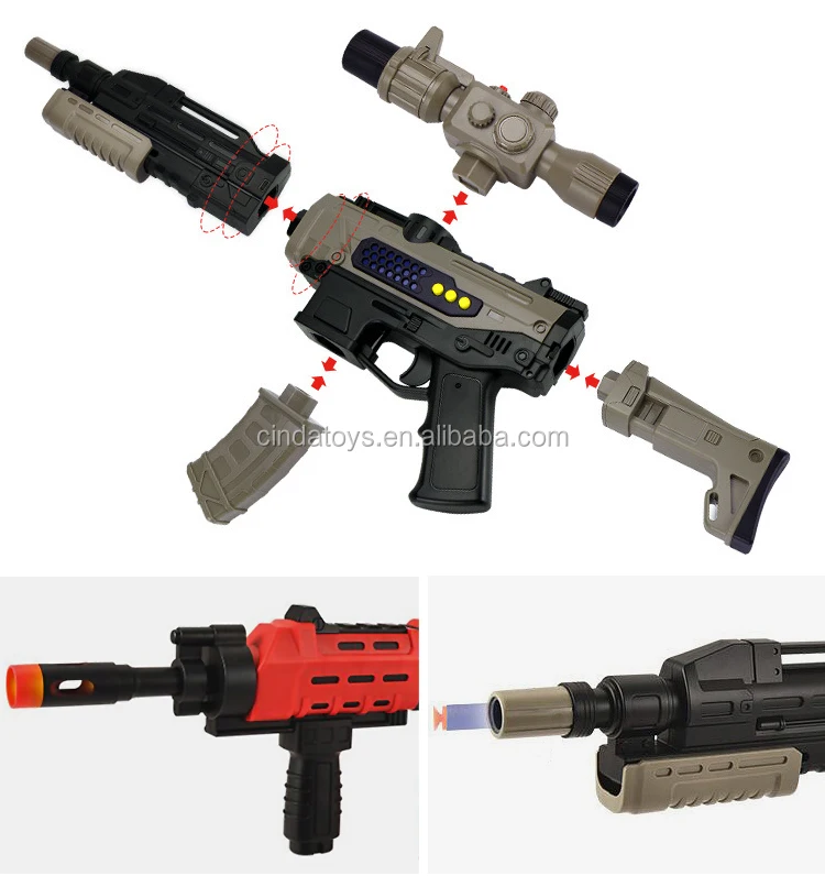 Diy магнитный Собранный пистолет с проекционными звуками и вспышкой, Электрический мягкий пистолет-пуля, игрушечный набор, пластиковый игрушечный пистолет для детей