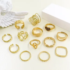 Europe and United States Cross-Border Wholesale of Simple Stainless Steel Love Ring Multi-Joint Open Ring with Drop Oil Niche