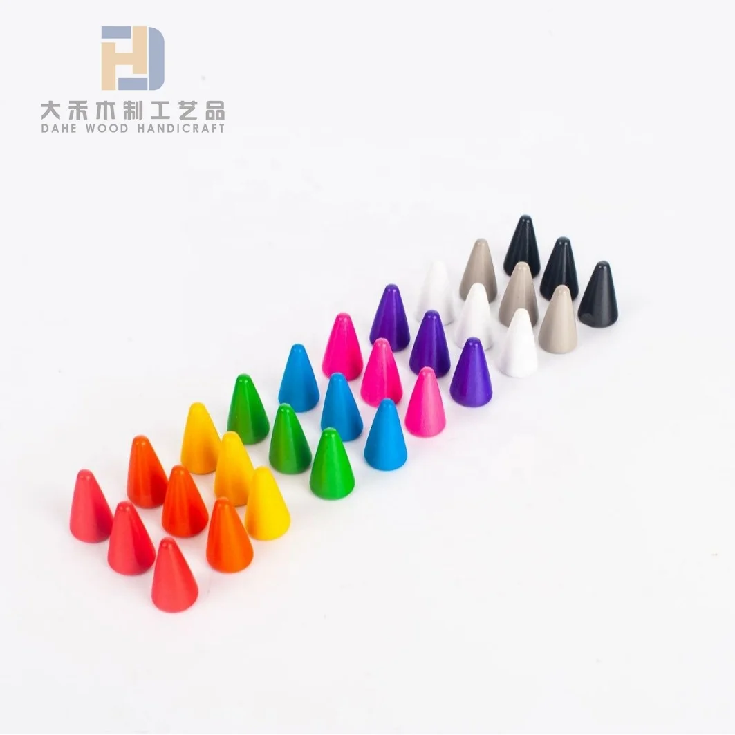 Multi-color Wooden Cone Meeple Custom Wood Conical Pawns Chess Pawn Pieces for Board Game Playing Parts Tokens