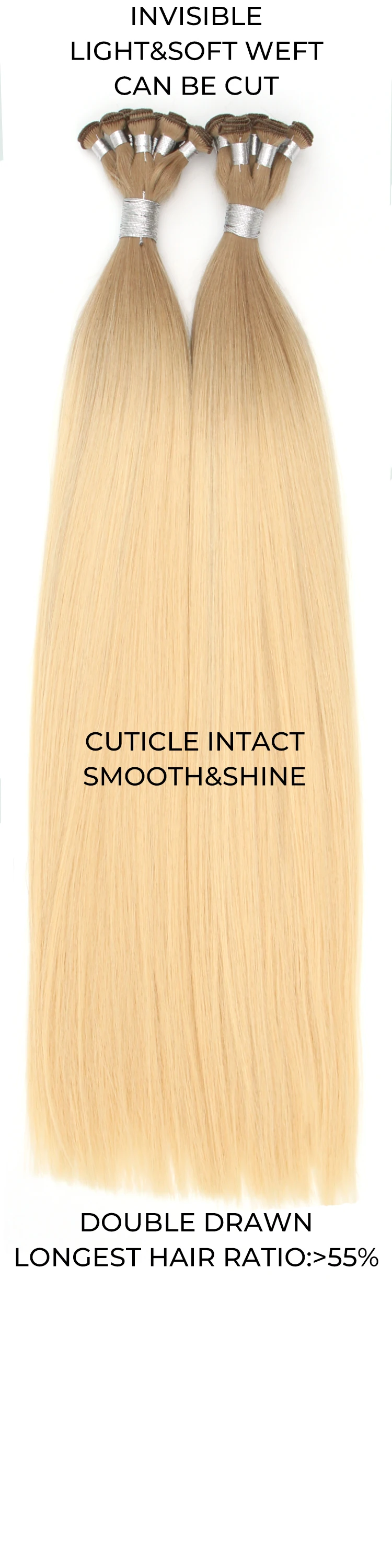 Yading Hand Tied Extensions om860 100 Super Double Drawn Virgin European Remy Human Hair Hand