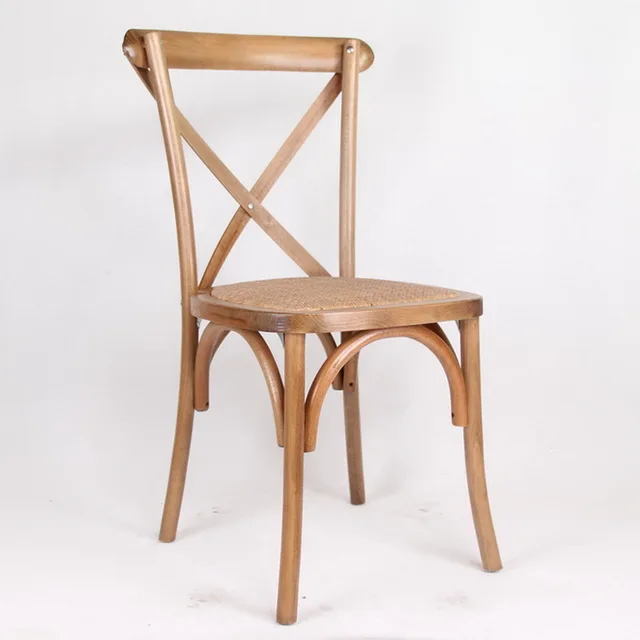Rustic Style Beetwood Stackable Wedding Event Bistro Restaurant Wood Crossback X Chairs Wooden Crossback Dining Chair