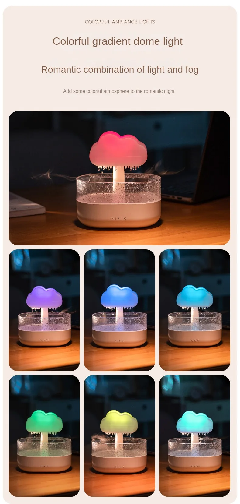 Customized Air Ultrasonic Aroma Diffuser Waterfall Lamp Mushroom Drop ...