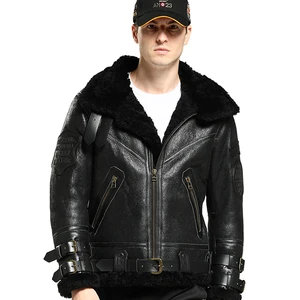 2023 Shearling Leather Jacket Men Genuine Leather Fur Jacket