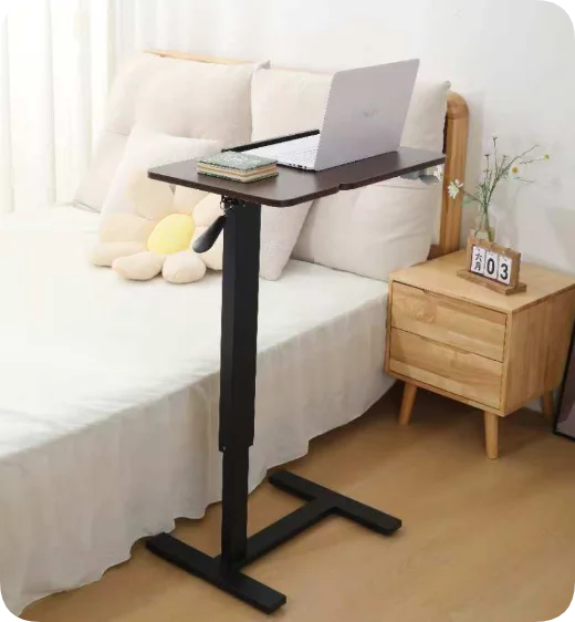 Foldable and Height Adjustable Overbed Table with Locking Wheels for Hospital, Home, Office Use supplier