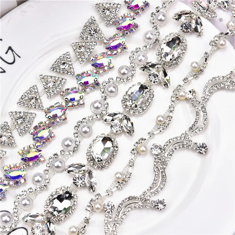 Welded Rhinestone Fancy Chain Crescent Horse Ab Color Sewing Wedding Dress Belt Accessories Diy Jewelry Decoration - Buy Crystal Beads Wedding Table Decorations,Latest Wedding Decoration,Used Wedding Decorations For Sale Product