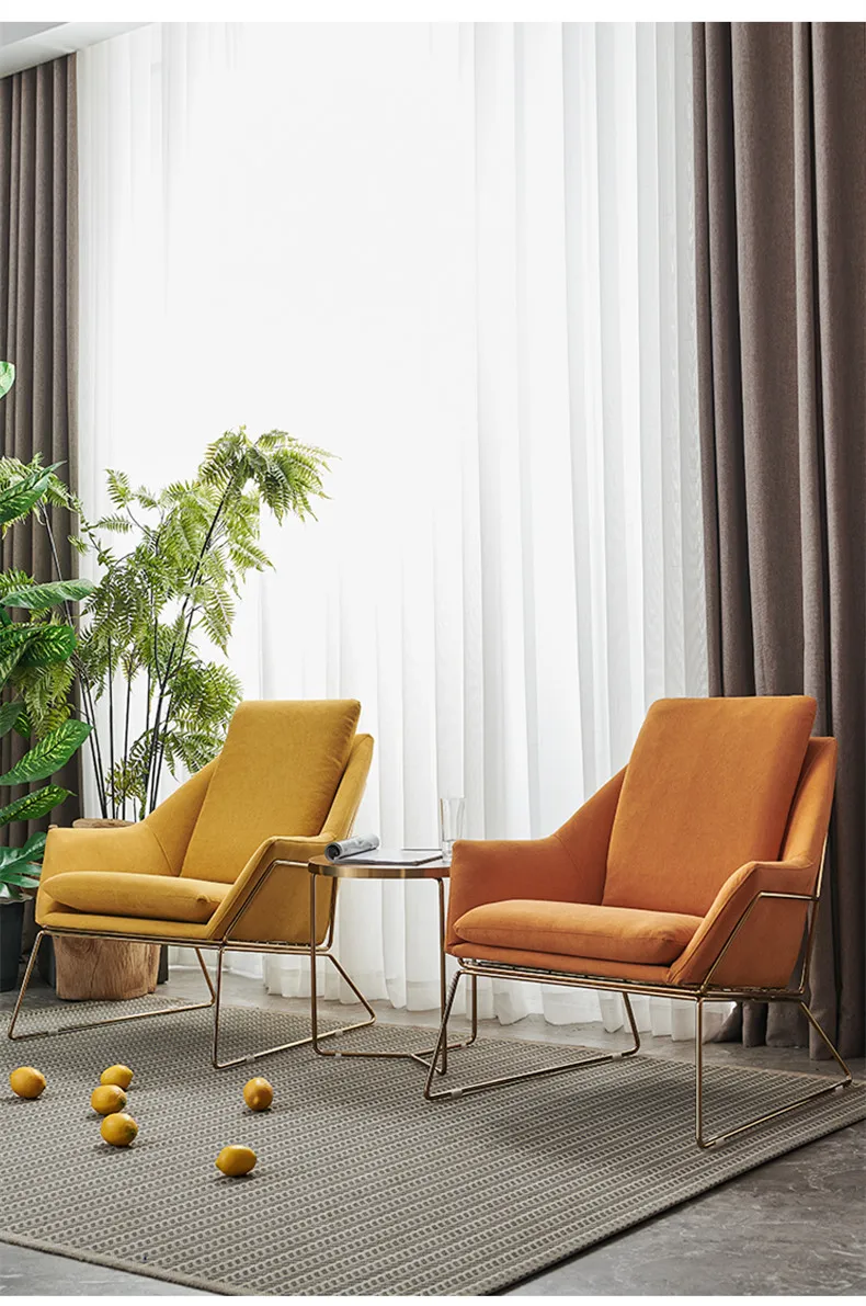 Modern Leisure Chair Cheap Arm Design Fabric Yellow Color Accent Chair Living Room