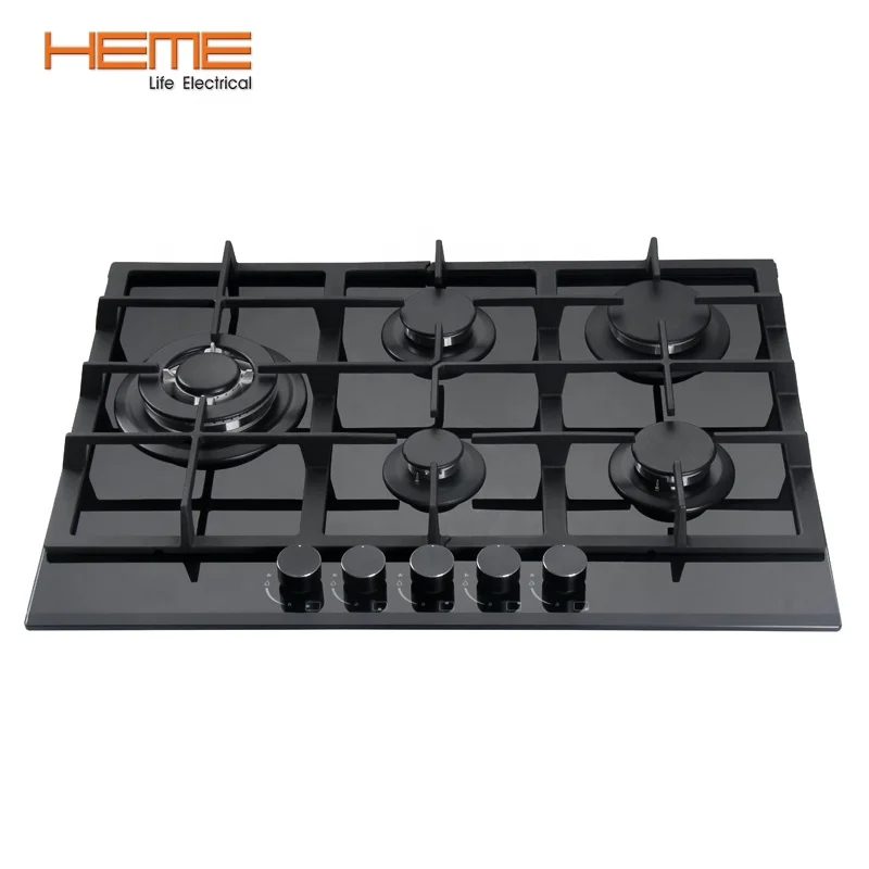 8mm Thick Tempered Glass 5-Burner Gas Cooktop Built-in Household Gas Hob Manufactured in China