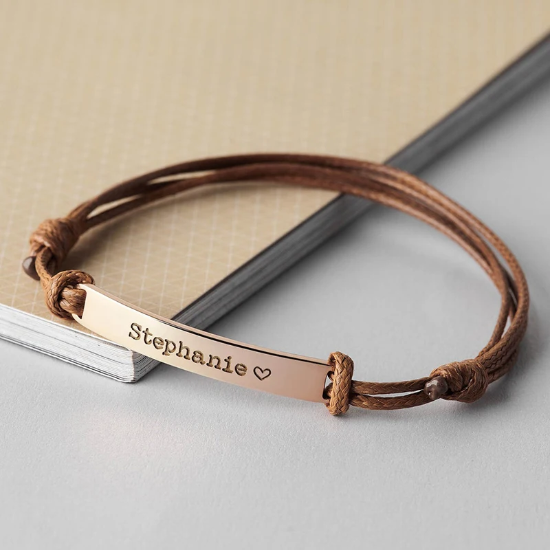 Women's Leather Bracelet with Names