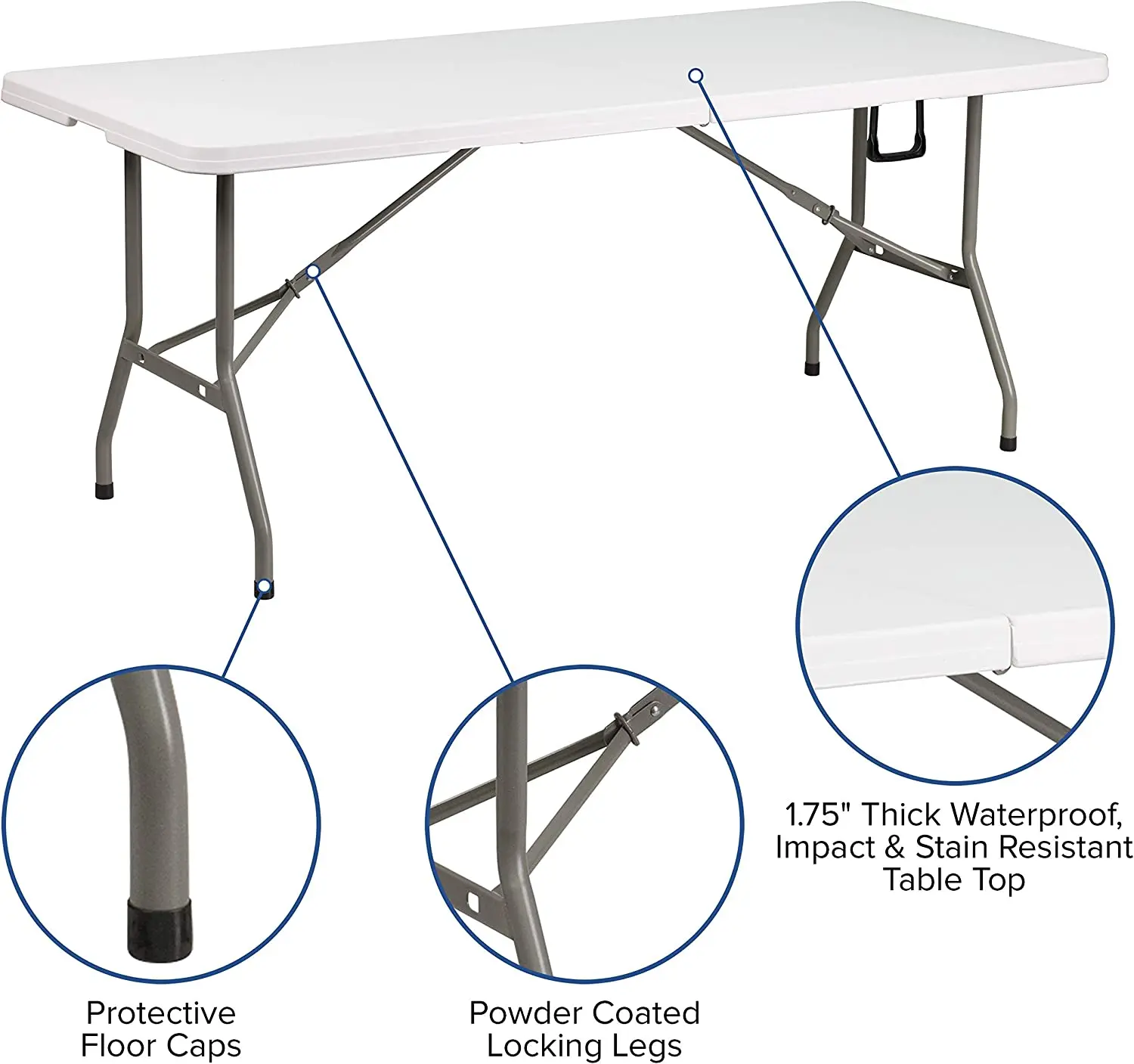Npot Folding Table Work Table Resistant Camping Table For 8 People