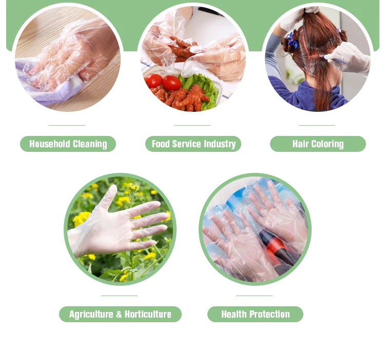 Food Handling Pe Plastic Hdpe Disposable Gloves Pe Polyethylene