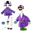 Retro purple-hair curler and bathrobe set